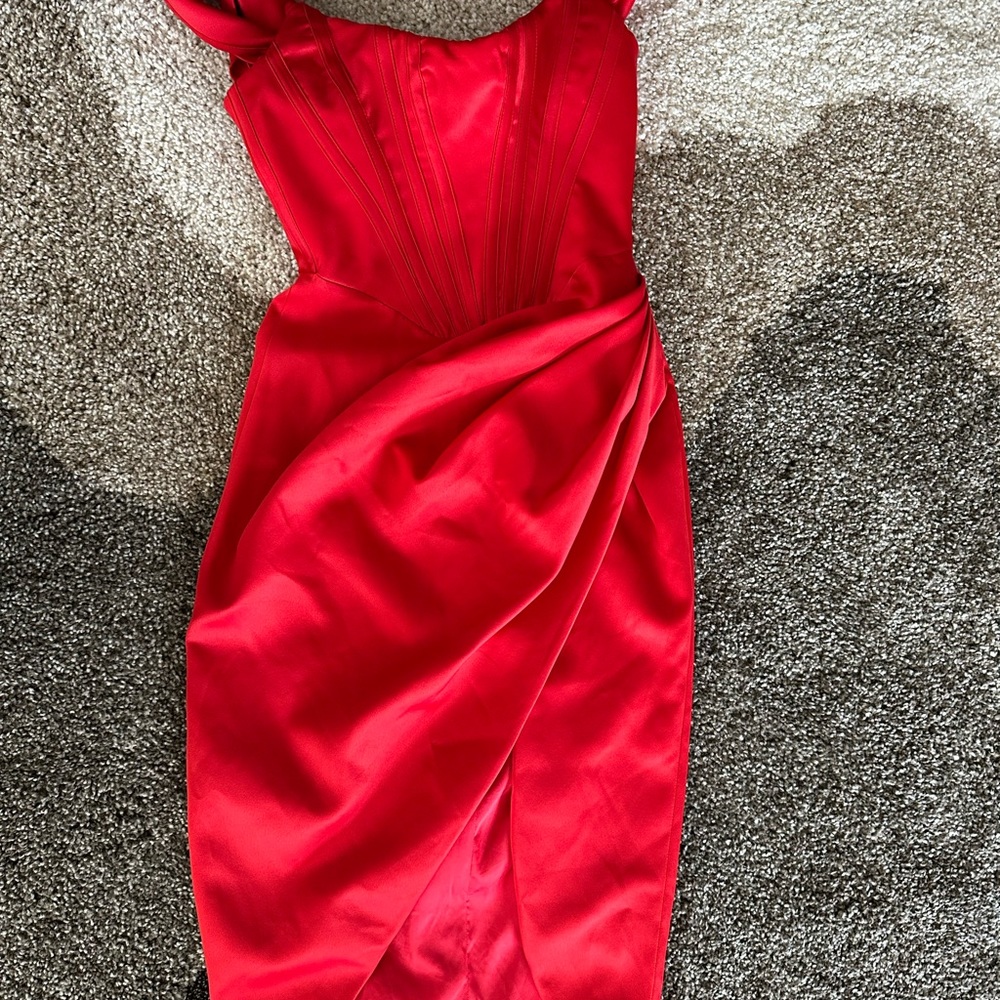 House of cb Loretta Off the Shoulder Satin Corset Dress - Picture 9 of 11